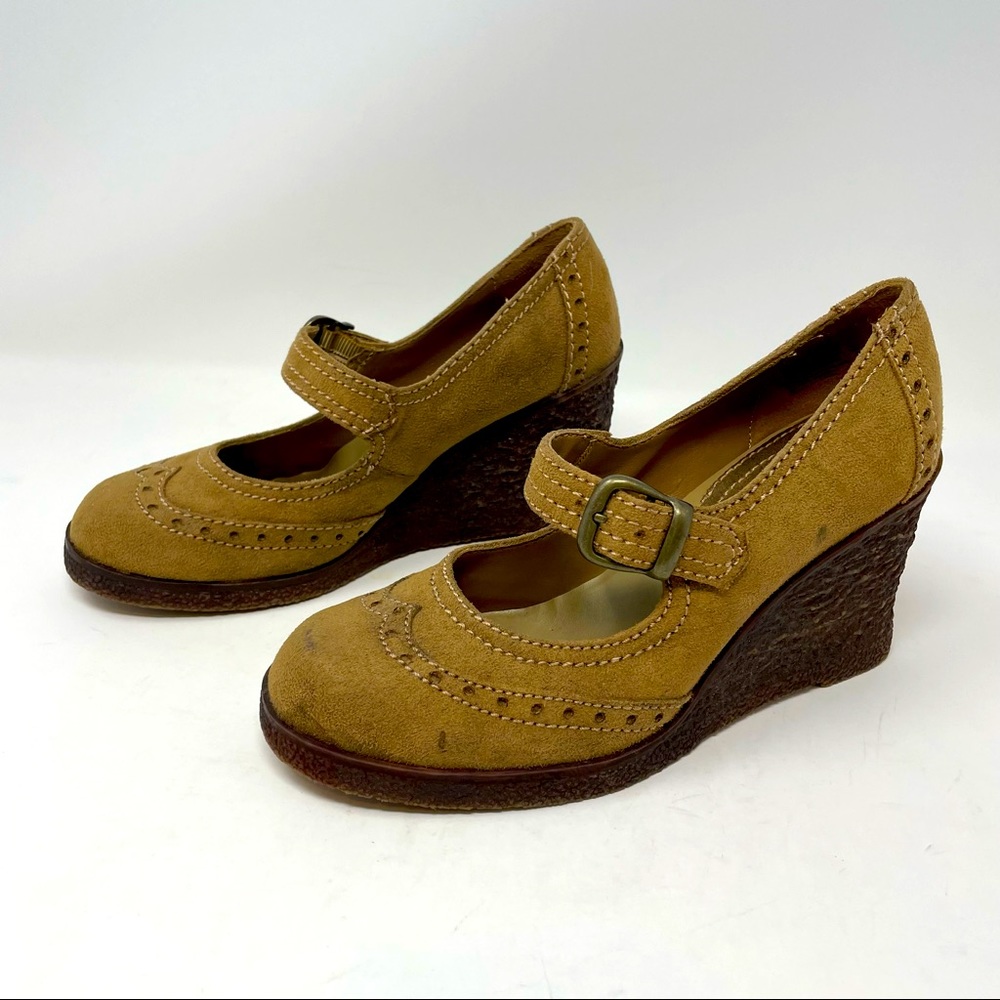 Lower East Side Vintage 90’s Y2K Chunky Wedge Heels Faux Leather Size 7